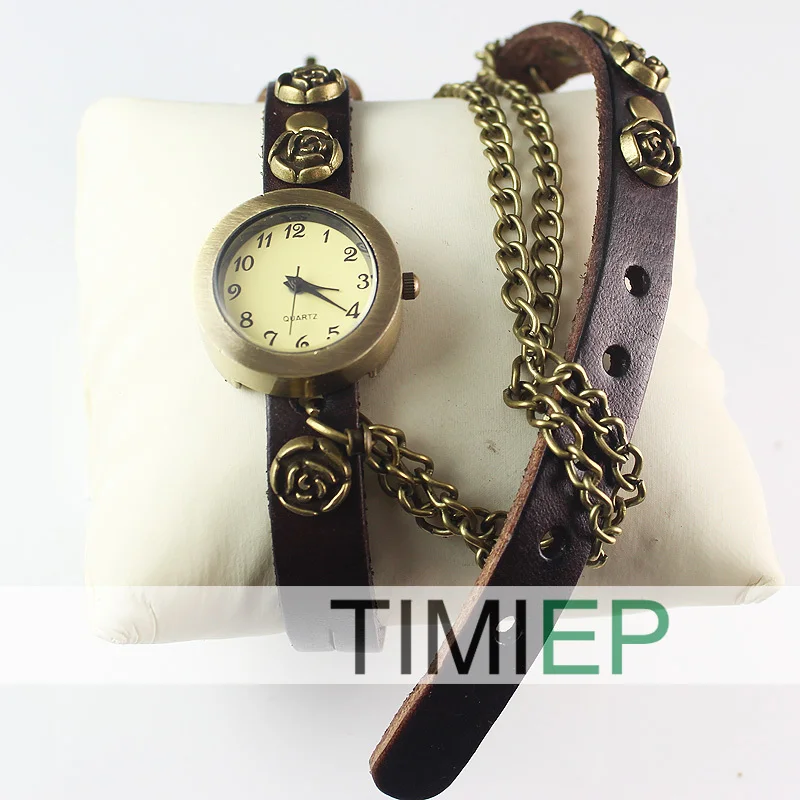 Новые модные женские часы наручные винтажный дизайн коричневый Бесплатная