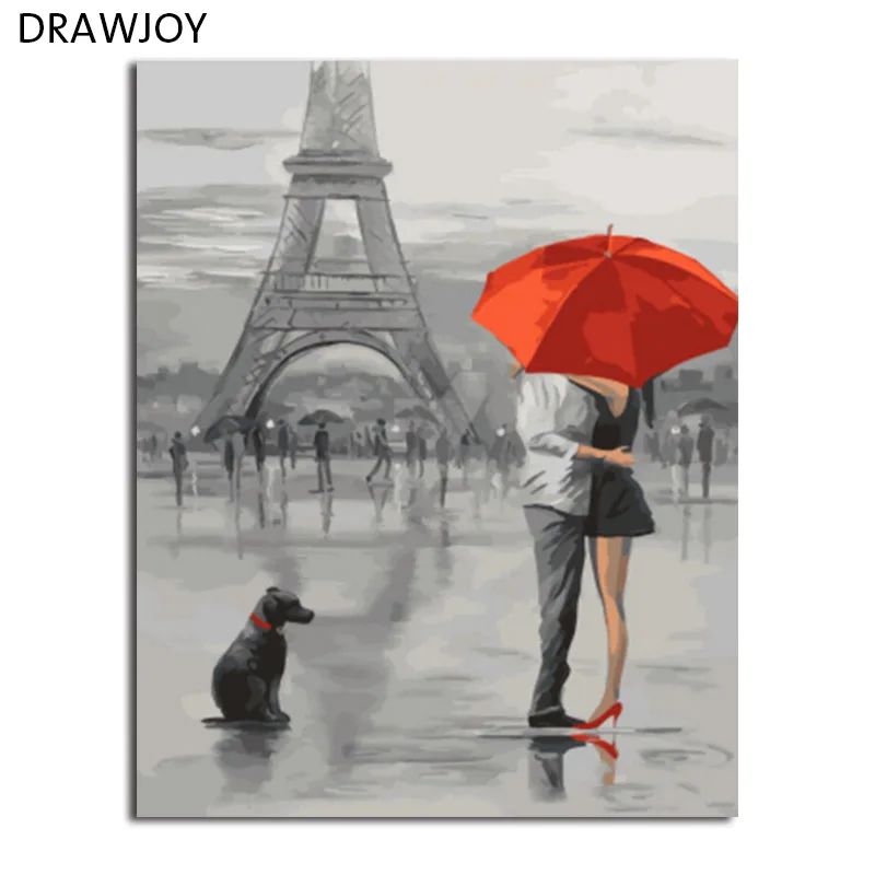 DRAWJOY пейзаж в рамке живопись и каллиграфия DIY живопись по номерам акриловые картины на холсте домашний декор GX5661 40*50 см