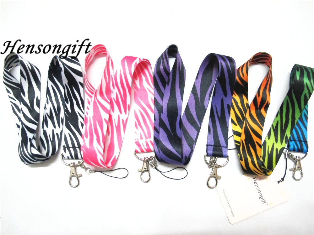 Hensongift One PC розовый/черный/белый Zebra Key Lanyard Cheetah нагрудные опознавательные Значки для идентификации владельцев животных полосой телефон шеи ремни