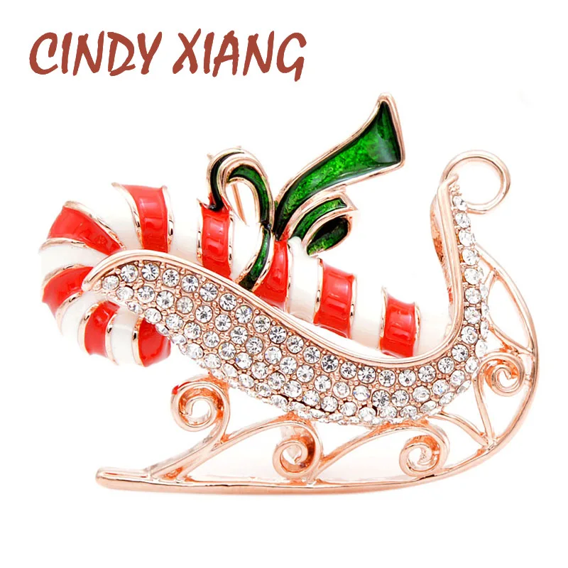 Женская брошь &quotРождественские сани&quot CINDY XIANG яркое украшение с эмалью и