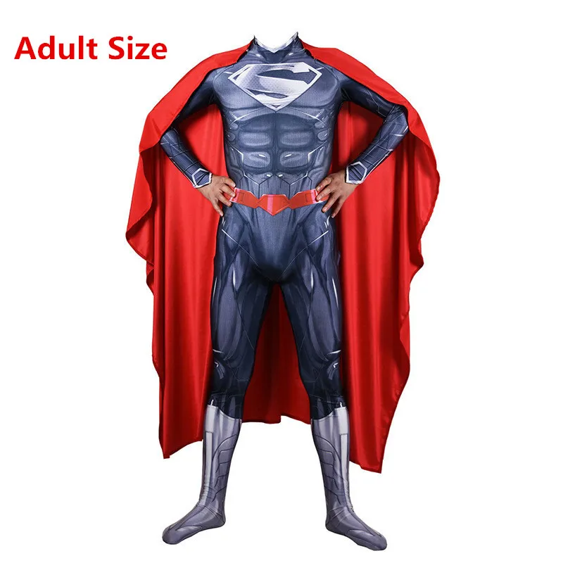 Adult Size Костюм для косплея из аниме «Супермен», «Человек из стали», «Кларк Кент», «супергерой», Детский комбинезон для взрослых, костюм Zentai, костюм на заказ, Новинка - Цвет: Adult Size