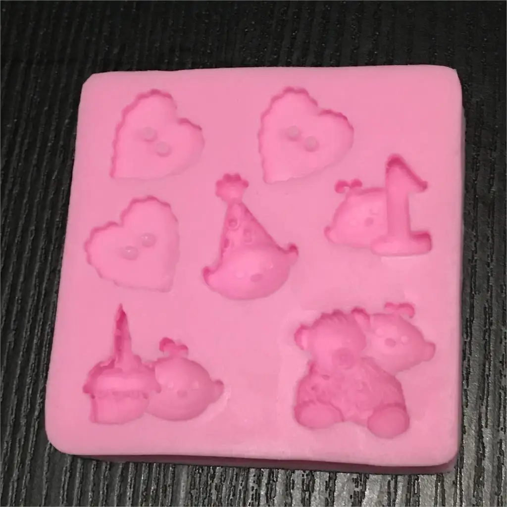 Силиконовые формы в форме сердца и клоуна для украшения торта помадка 3D
