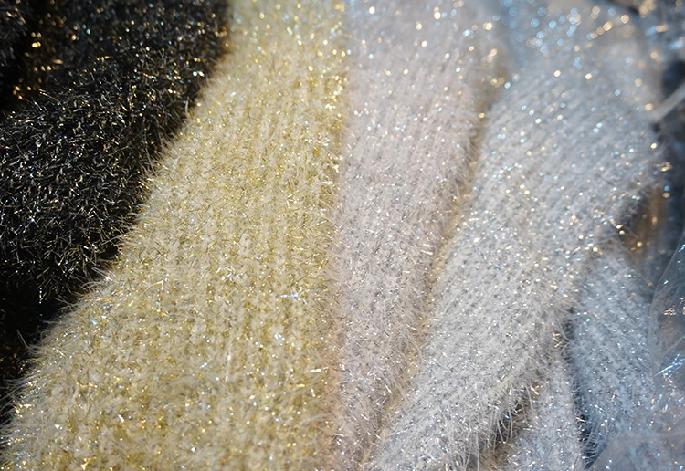 Женский свитер с люрексом Cakucool золотистый пушистый джемпер блестками Элегантный