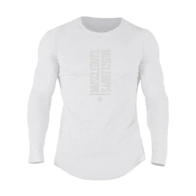 Muscleguys New Fashion High Quality Sporting T-shirt Men long Sleeve Fitness T shirt Men's solid gyms Bodybuilding Tee | Мужская