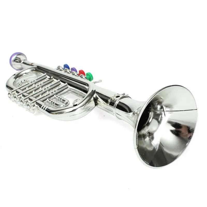 

Zebra Gold Silver 37x10cm Plastic Trumpet For Musical Instruments Developmental Kids Toys Gift