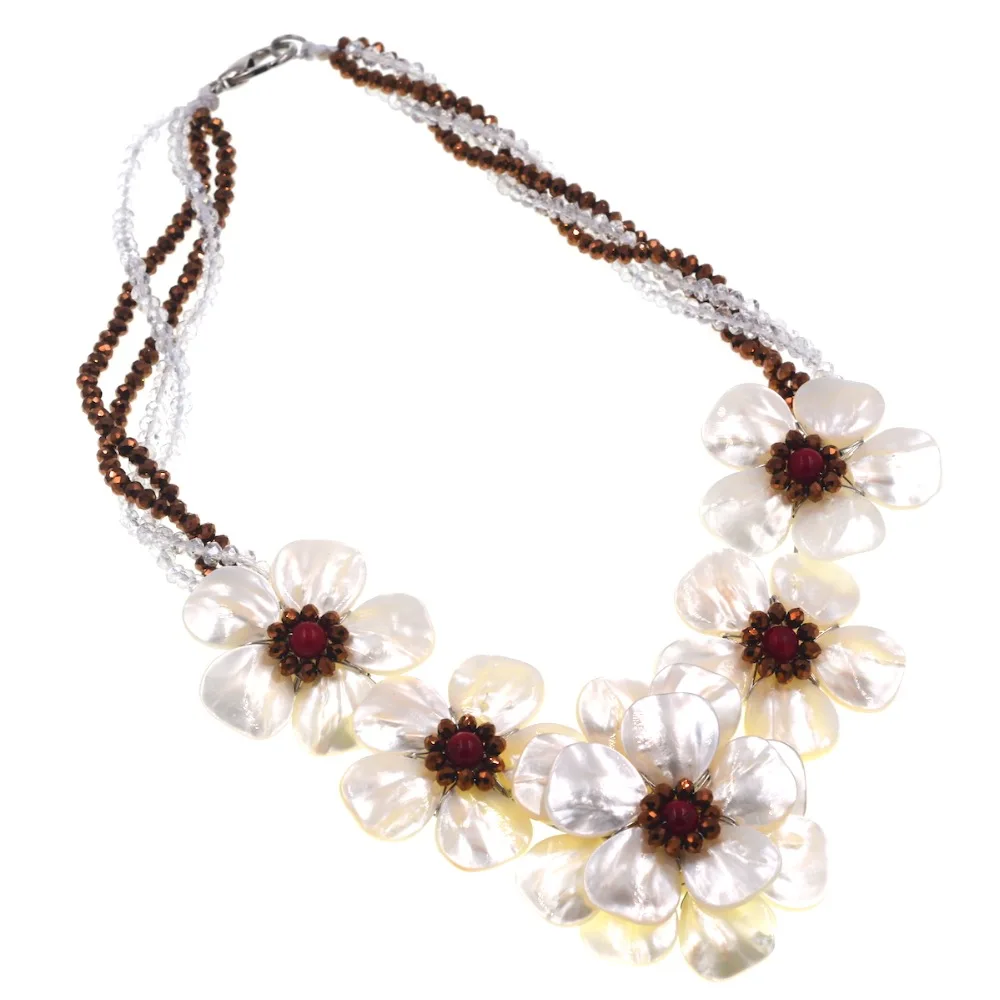 2018 модные ювелирные изделия в виде швабры Коричневый Белый Кристалл Морская