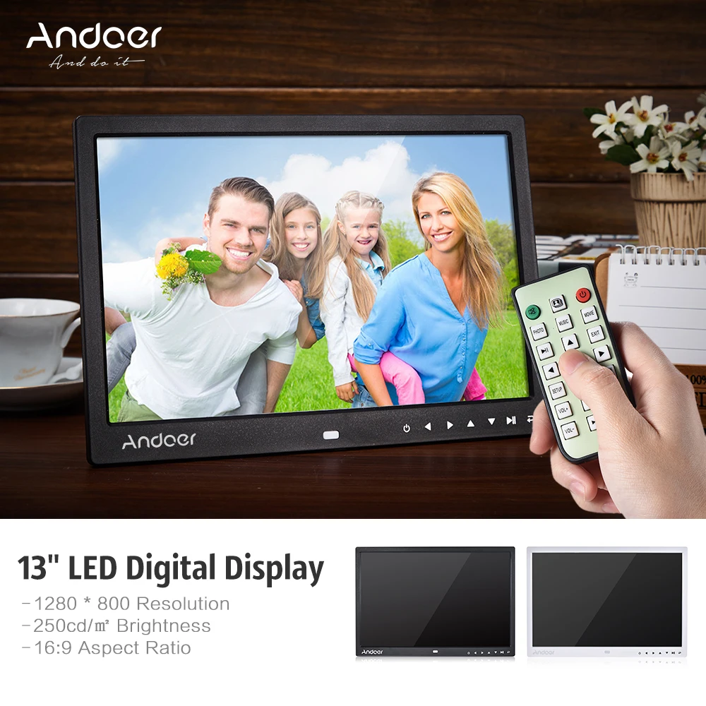 Andoer 13 &quotсветодиодная цифровая фоторамка 1080P поддержка MP4 видео MP3 аудио TXT