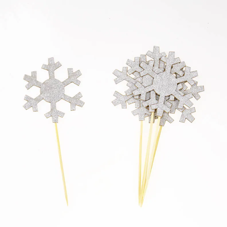 Серебристая блестящая Снежинка для кексов. Зимняя вечеринка в стране чудес.