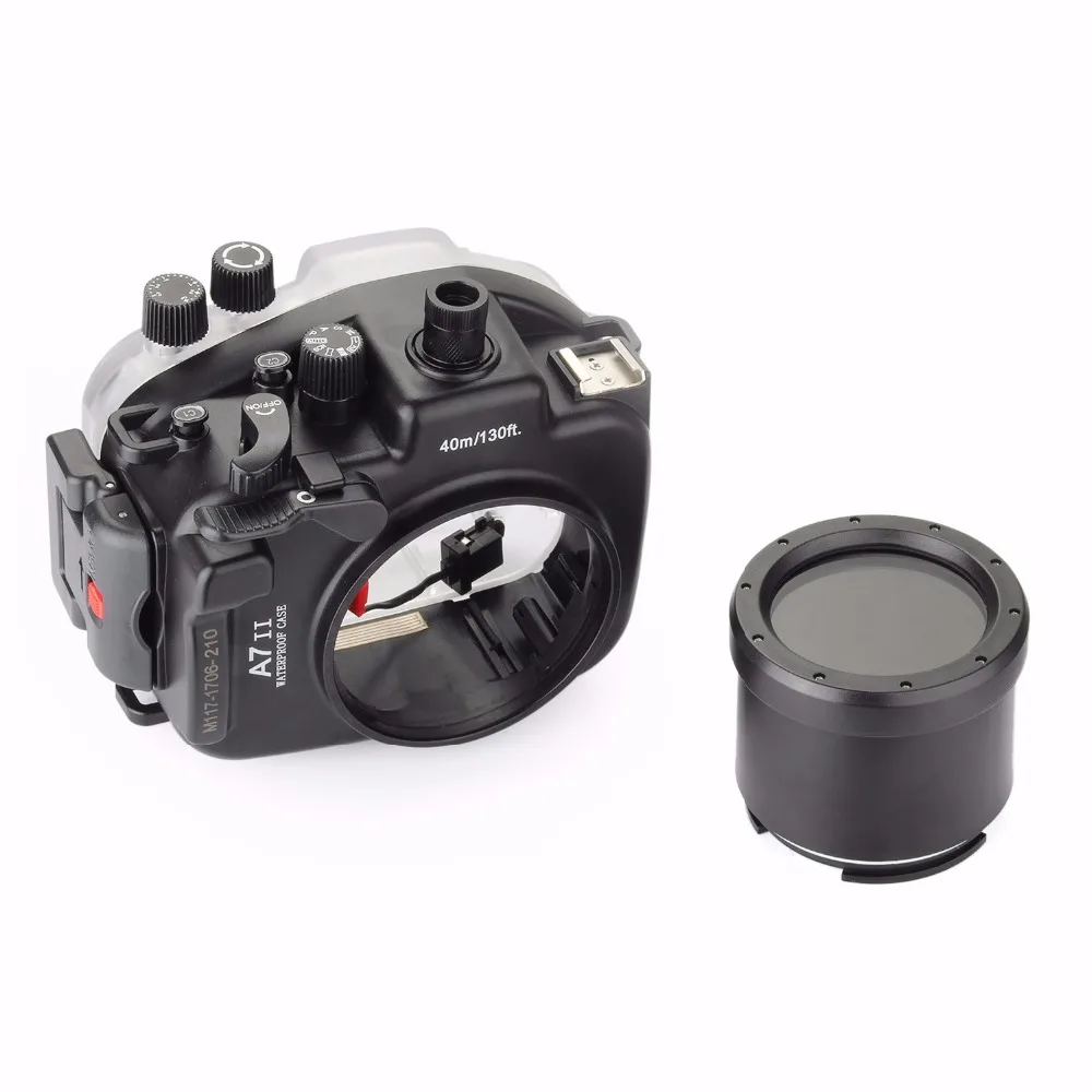 Подводный водонепроницаемый чехол Meikon A7II A7R II 40M для Sony A7S w/ Fisheye Dome Port Lens|waterproof case for