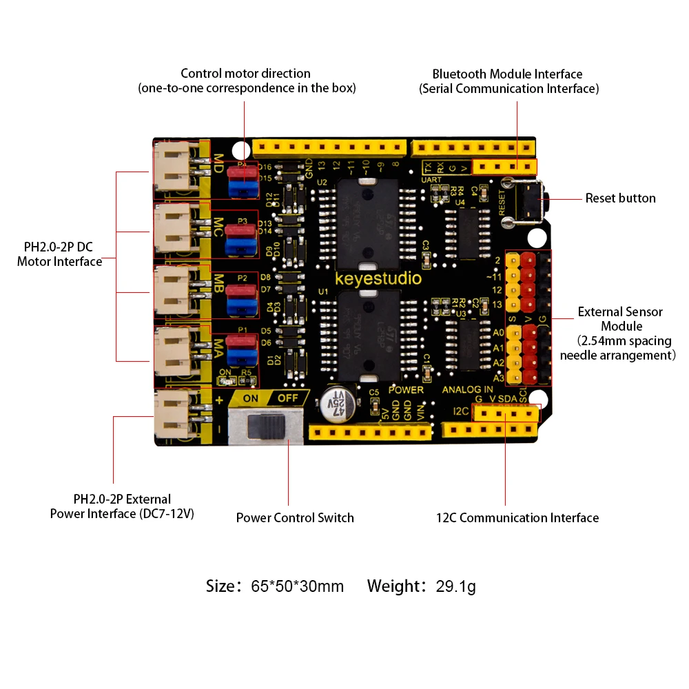 Keyestudio 4 канала L298P автомобильных дисков щит V1.0 для Робот ардуино
