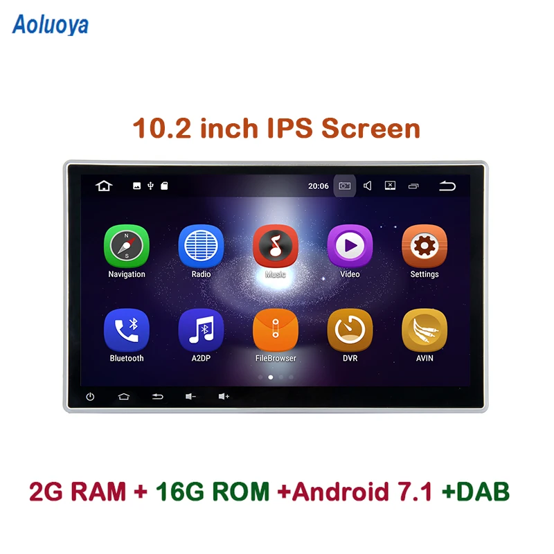 Aoluoya 10 2 &quotIPS ГБ RAM Android 7 1 Универсальный Автомобильный dvd плеер радио GPS навигация