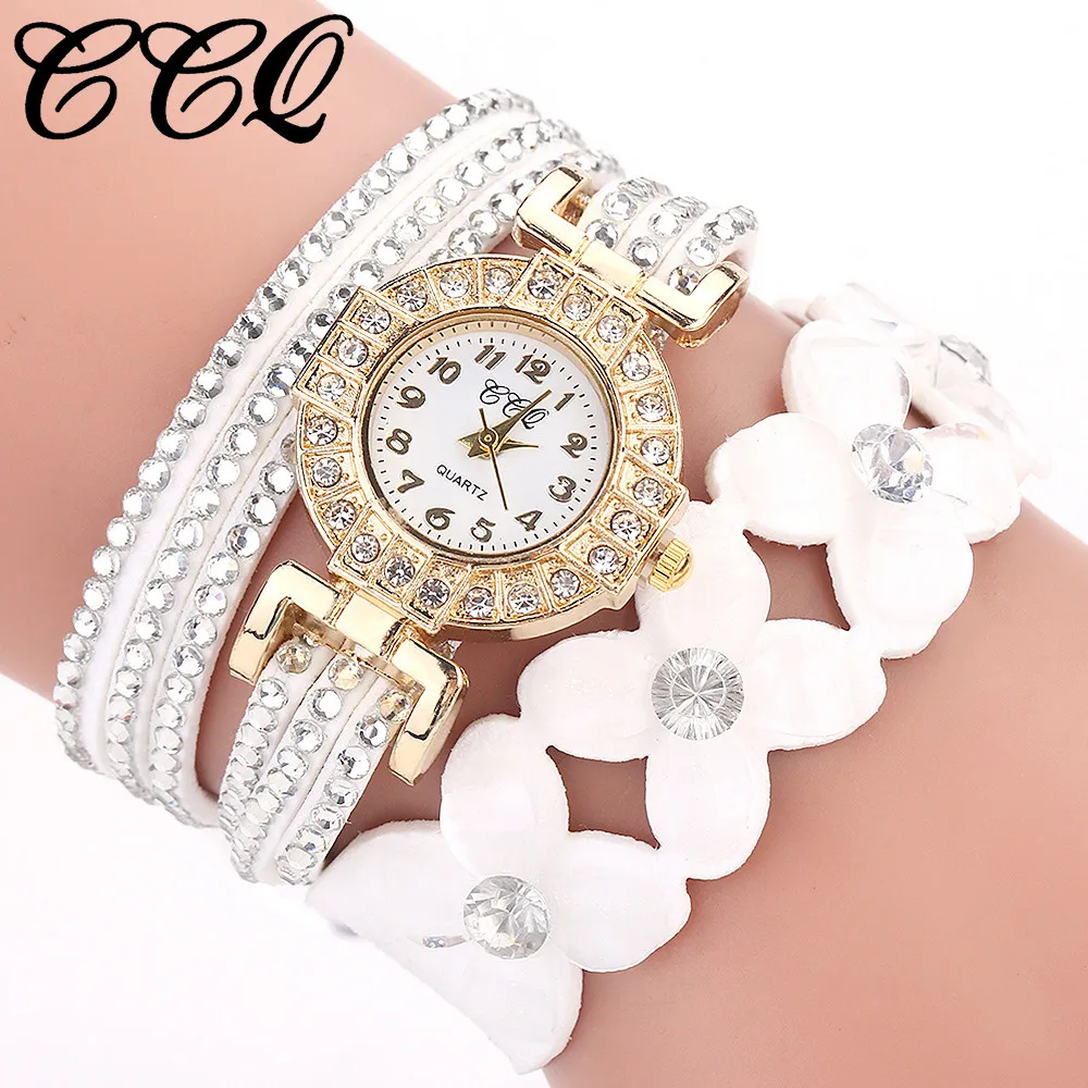 CCQ Reloj Mujer Часы с цветами Женева Модный стильный кварцевый браслет женские часы