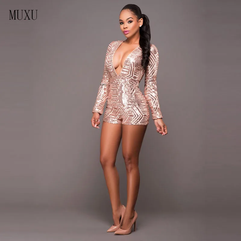 2017 размера плюс комбинезоны и для женщин комбинезон с блестками боди Летний