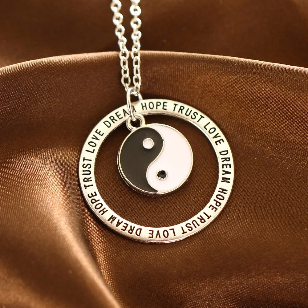 24 шт./лот винтажное ожерелье с подвеской Tai Chi Yin Yang очаровательные украшения Love Hope