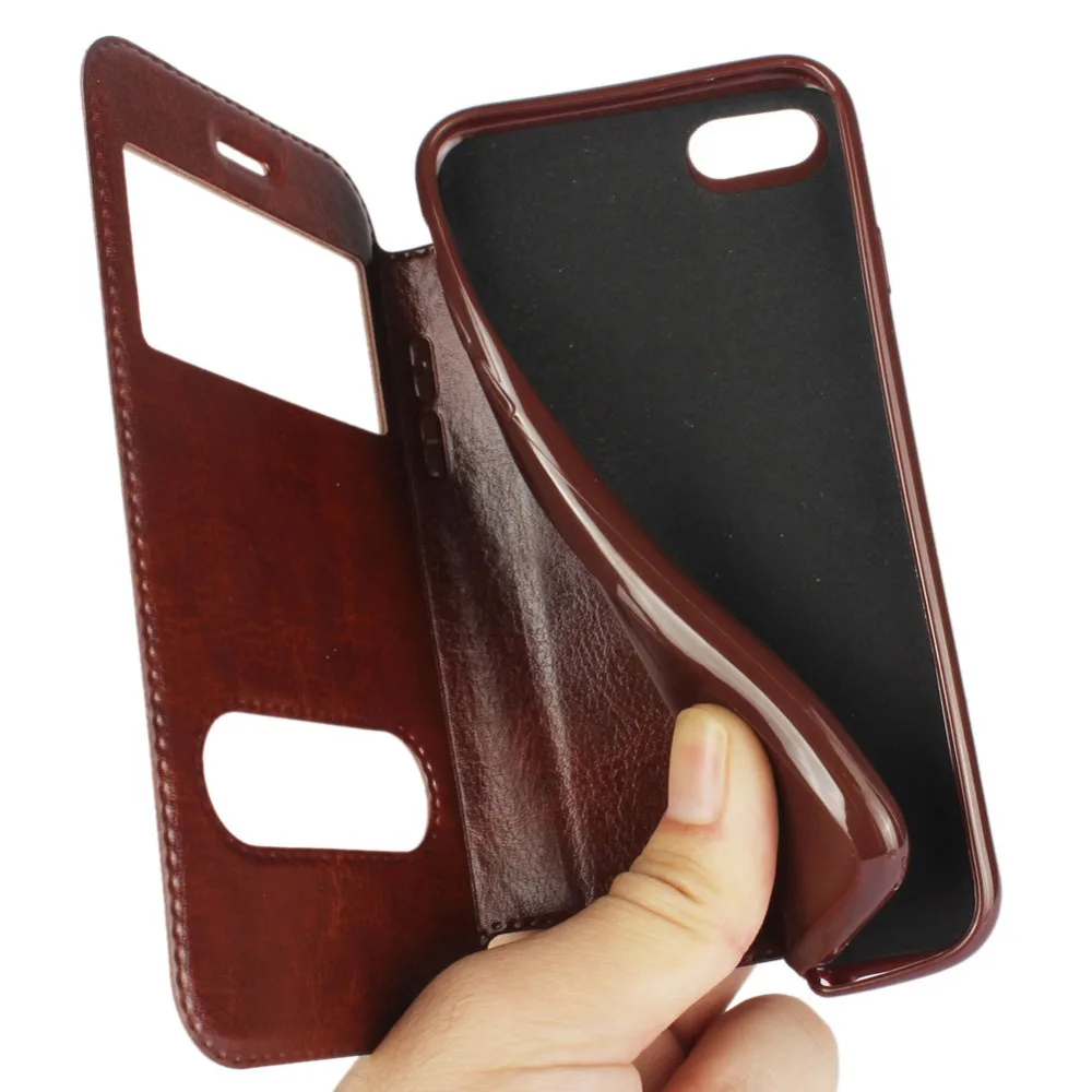 luxury flip leather phone case for iphone x 7 8 plus 6 6s plus case retro pu window view back cover case for iphone x 5 5s se free global shipping