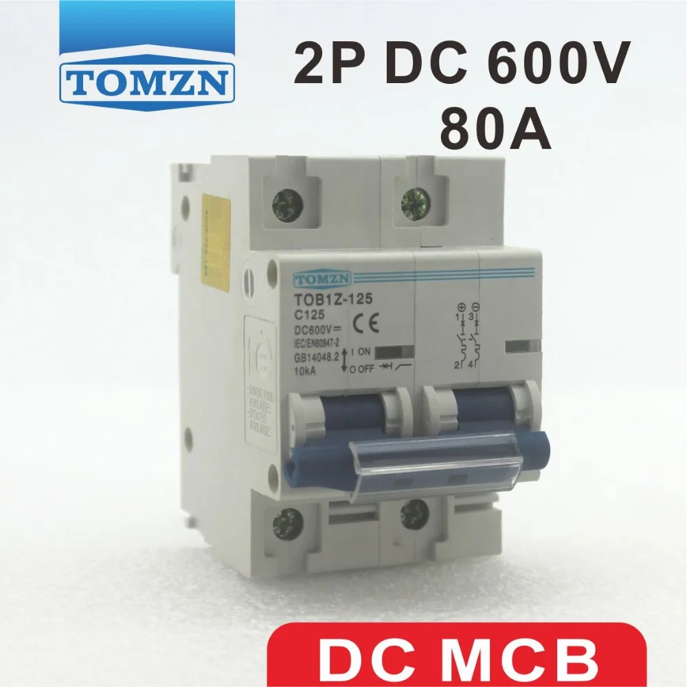 2P 80A DC 600V автоматический выключатель для PV системы C curve|circuit breaker|dc circuit breakercircuit breaker