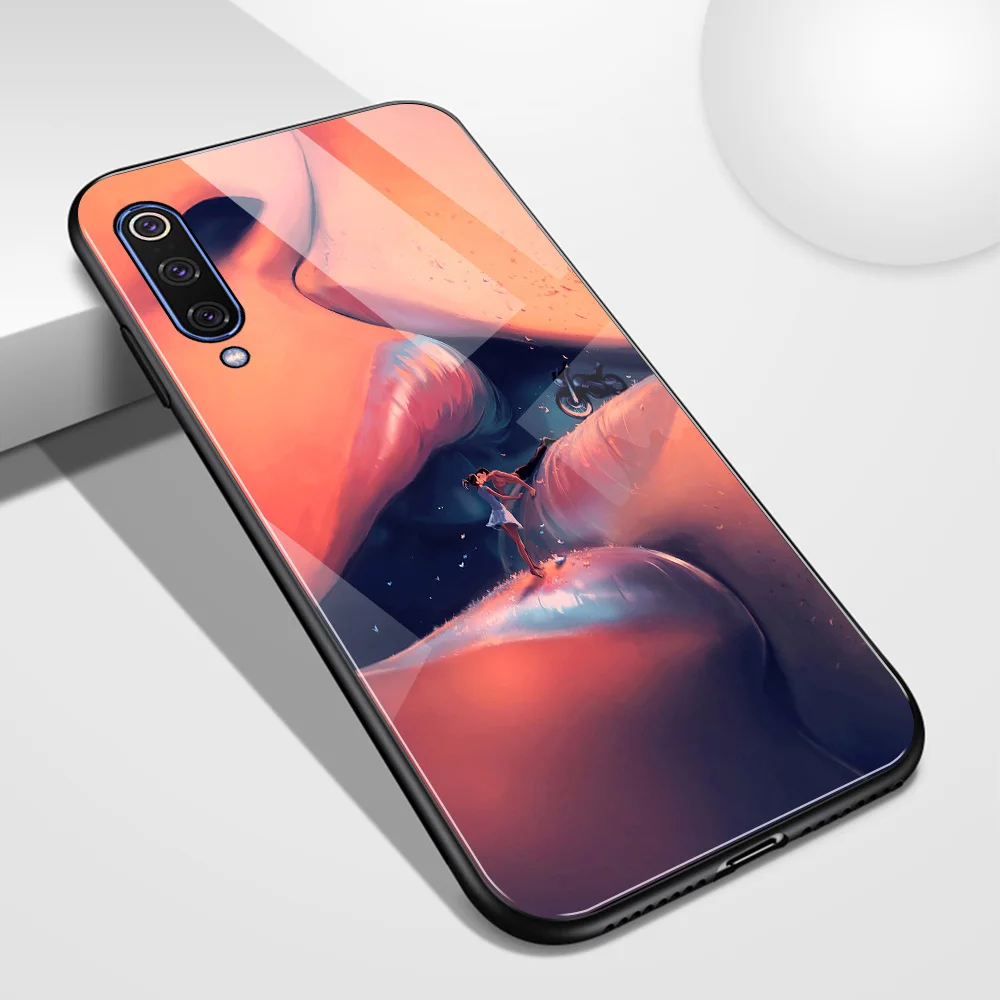 Чехол для Redmi K20 стеклянная задняя крышка redmi note 7 чехол с поцелуями и губами Xiaomi mi 5