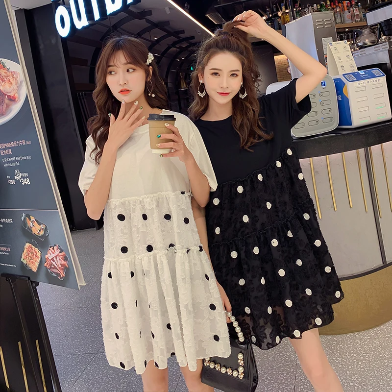 2019 New Arrive Maternity Dress Woman Summer Cute Dot Large Size Dresses Pregnant Clothing MD-01070 | Мать и ребенок