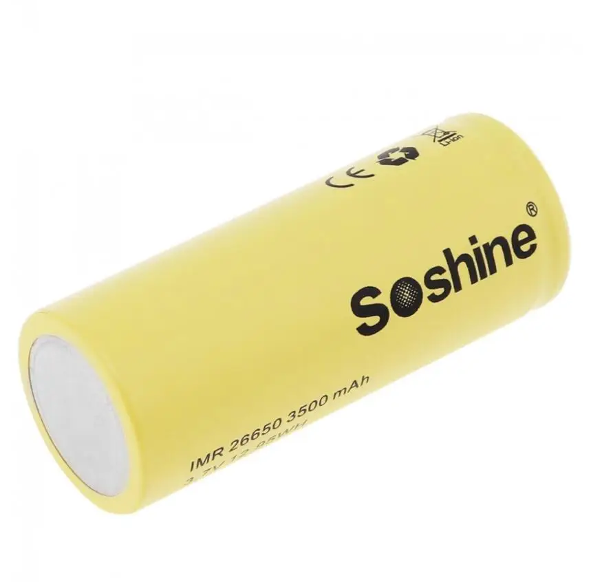 Литий-ионный аккумулятор SOSHINE IMR 26650 2 шт. 3500 мАч 3 7 в 12 95 Вт-ч ECB26 50 А перезаряжаемые