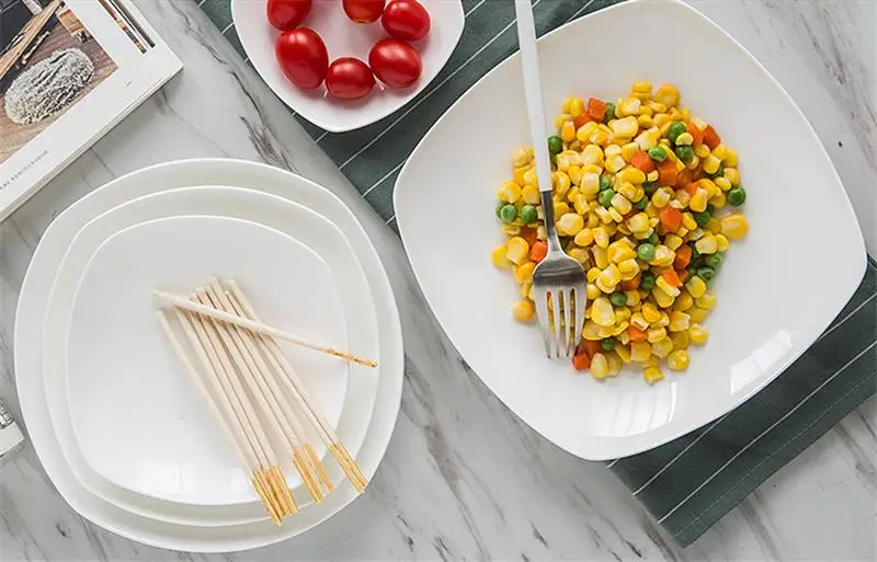 8 дюймов Белая Квадратная тарелка из костяного фарфора фарфоровая для конфет