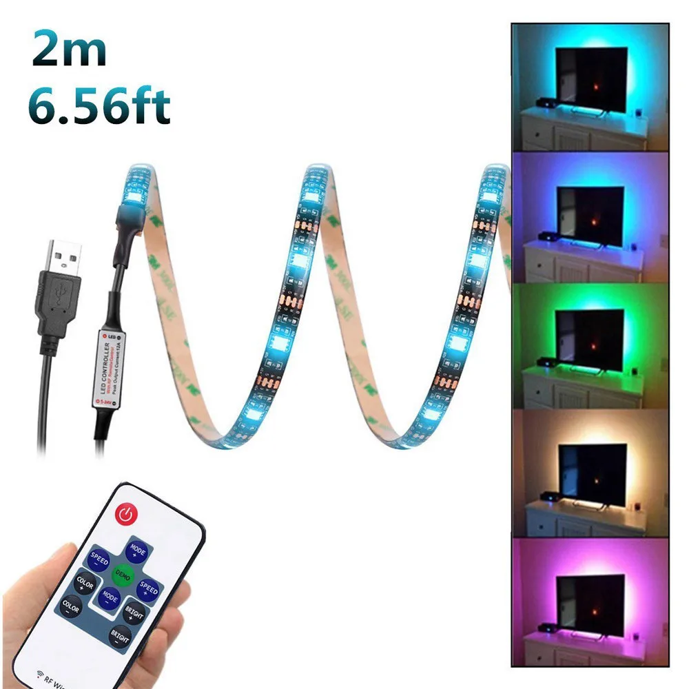 Светодиодная лента 200 см с питанием от USB для телевизора задняя лампа 5050RGB