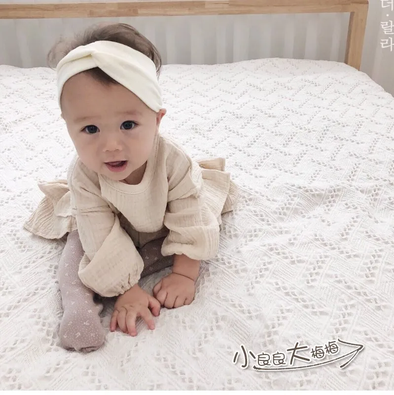 2019 корейские Комбинезоны для маленьких девочек с оборками милая детская одежда