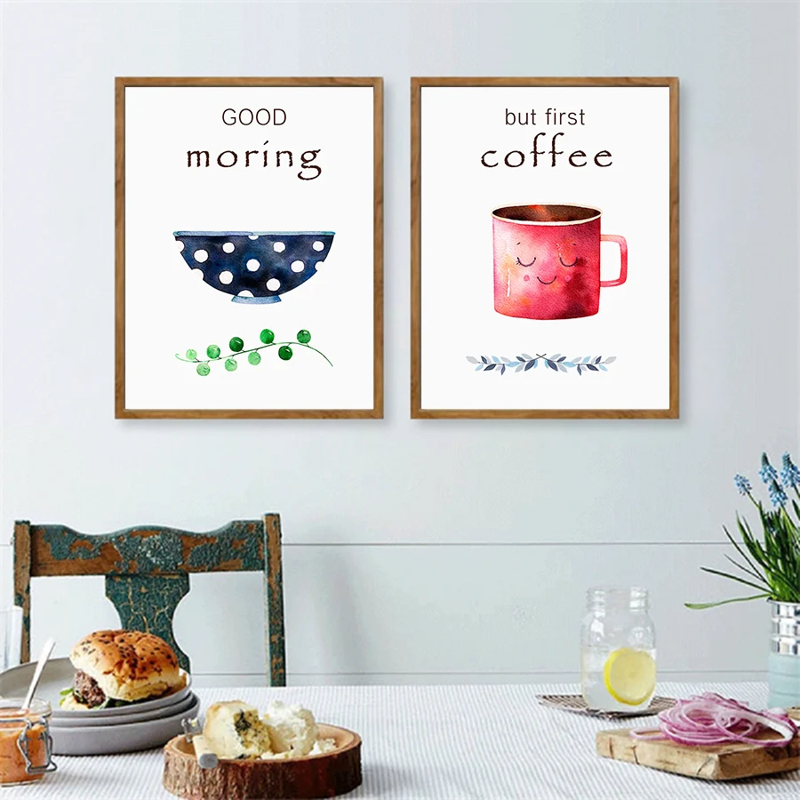 Кичен Cofe настенные художественные плакаты и принты Кофе на холсте Картины Nordic