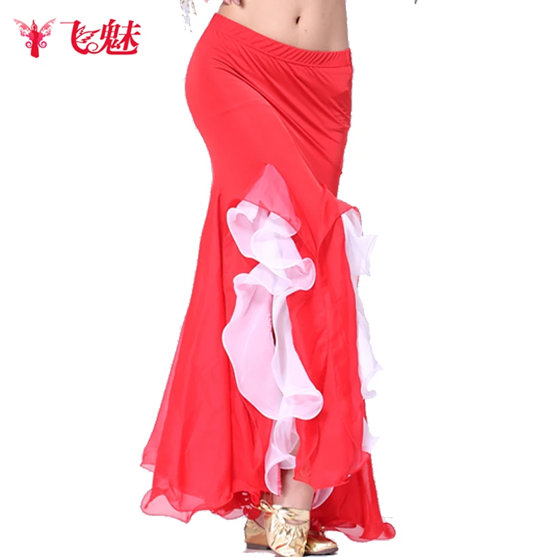 Стиль танец живота танцевальная юбка костюм молочного цвета Шелковый двойной