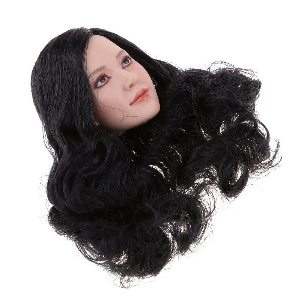 1/6 женская голова лепить резная Модель с длинными кудрявыми волосами для 12