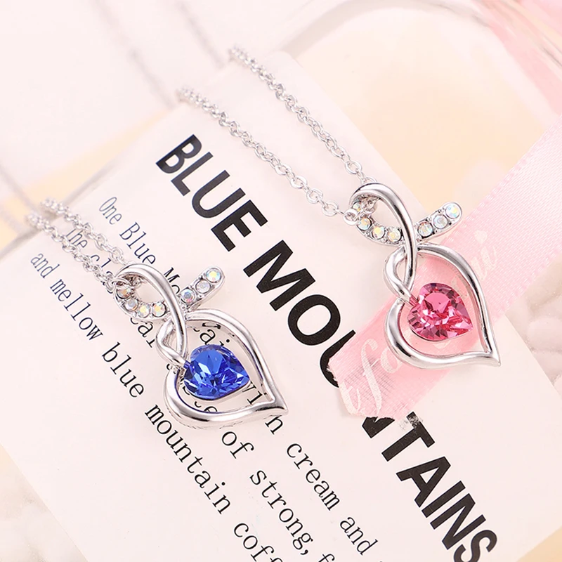 2019 перегородка Стразы пять цветов сердце любовь цепи ожерелья и подвески