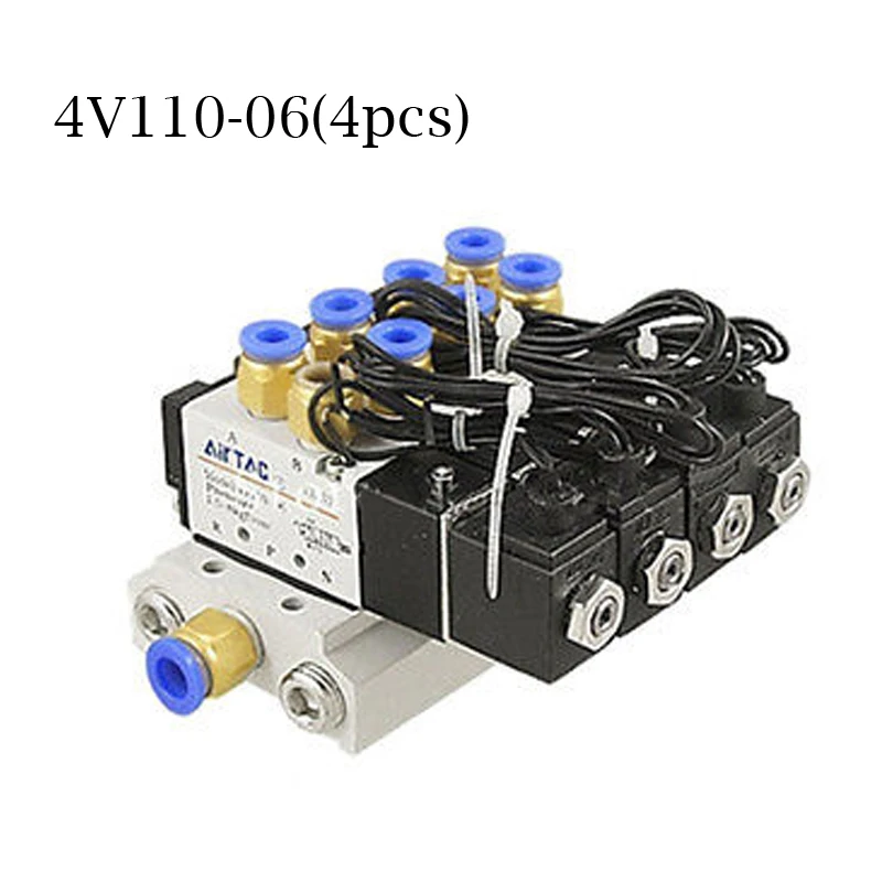 DC 12V 24V 4 Пневматический электромагнитный клапан 4V110 06 глушитель 4mm 6mm 8mm 10mm 12mm