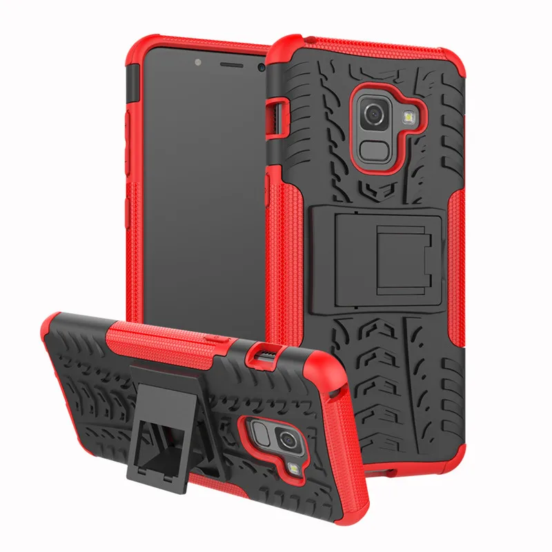 Silicon + Plastic 2 in 1 Dual Layer Shockproof Stand Phone Protection Case Cover For Samsung Galaxy A8 2018 A530 A530F | Мобильные