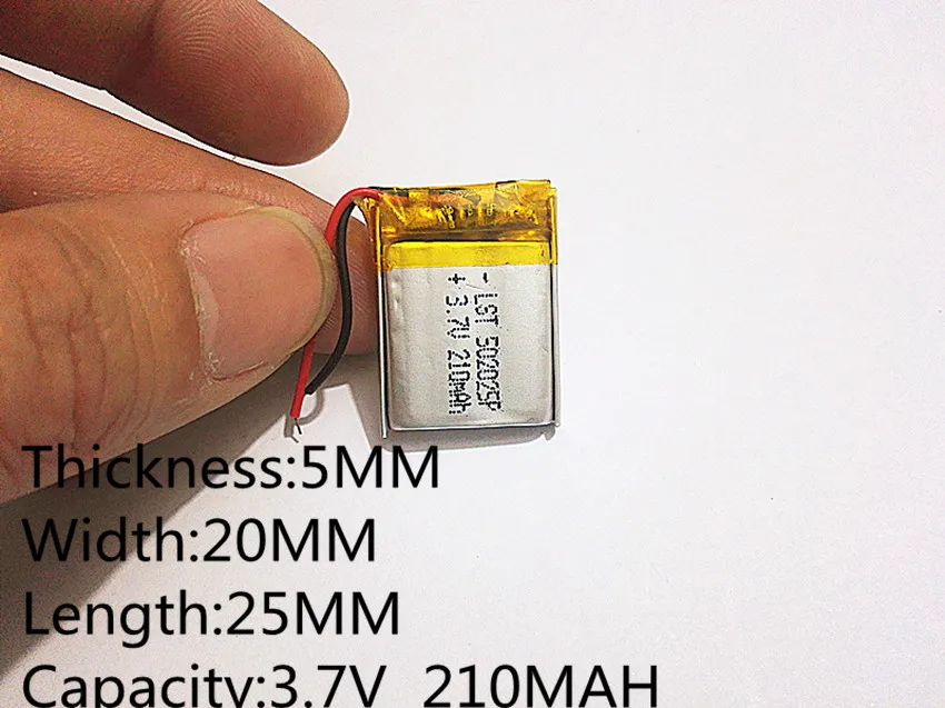Размер 502025 3 7 V 210mah литий-полимерный аккумулятор с защитной платой для MP3 MP4 MP5 GPS