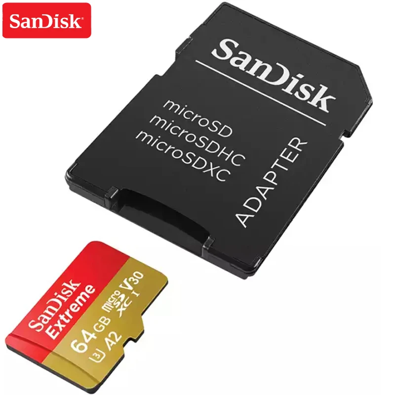 Карта памяти SanDisk Extreme Micro SD 128 ГБ 64 32 microSDHC/microSDXC U3 скорость чтения до 160 МБ/с./с UHD 3D 4K
