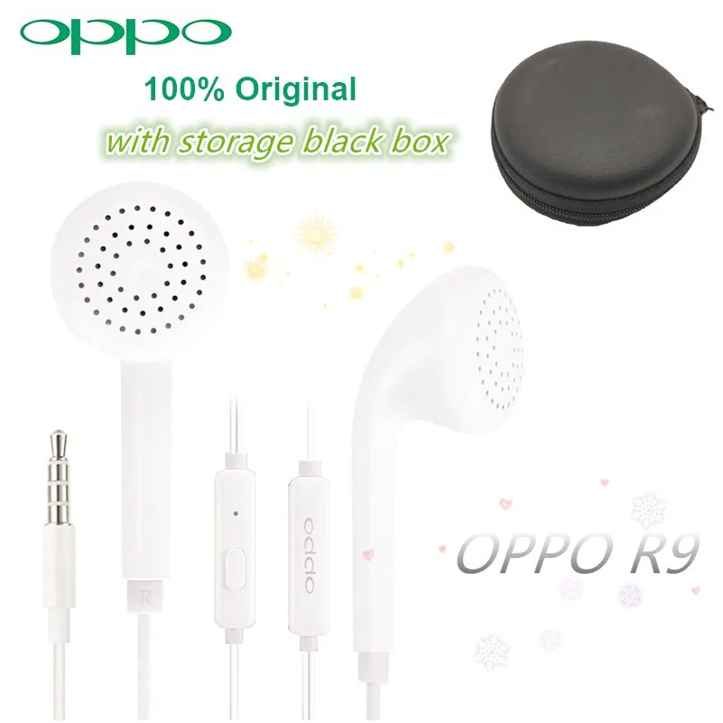 OPPO R9 with box Оригинальные наушники OPPO R9 с разъемом 3,5 мм проводной контроллер Наушники отправить подарок для OPPO R15 OPPO Find X F7 F9 OPPO R17 - Цвет: OPPO R9 with box