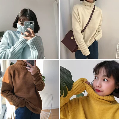 10 colors korean style solid color turtleneck sweaters raglan sleeve womens pullovers (A9164) | Женская одежда