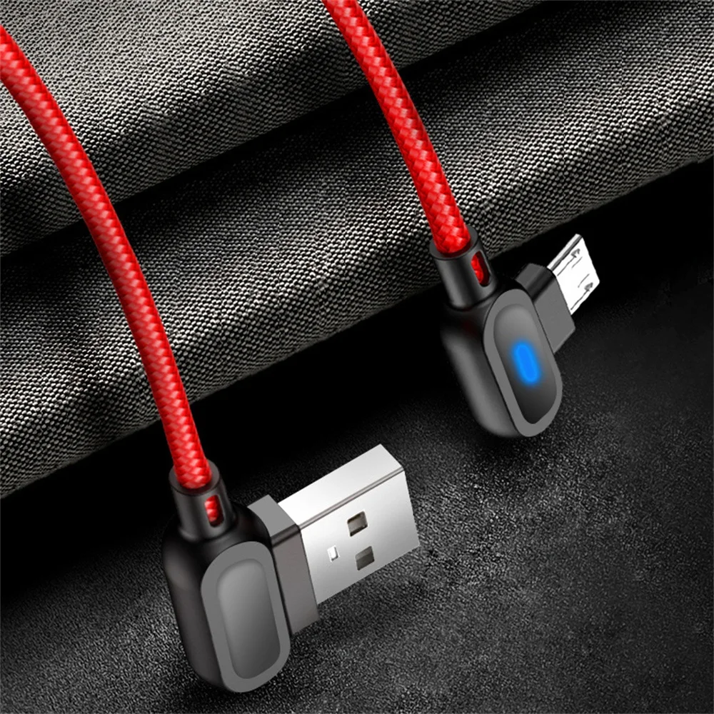 Полезный 1 шт. 90 ° Угол Micro USB Type C светодиодный шнур для быстрой зарядки и