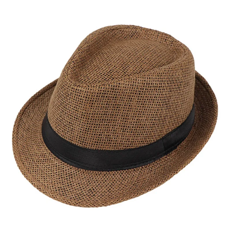 New Children Kids Summer Beach Straw Hat Jazz Panama Gangster Cap Outdoor Breathable Hats Girls Boys Sunhat | Аксессуары для