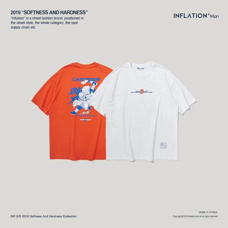 INFLATION x двойная концепция уличная Мужская футболка Camisetas Hombre Забавные футболки с