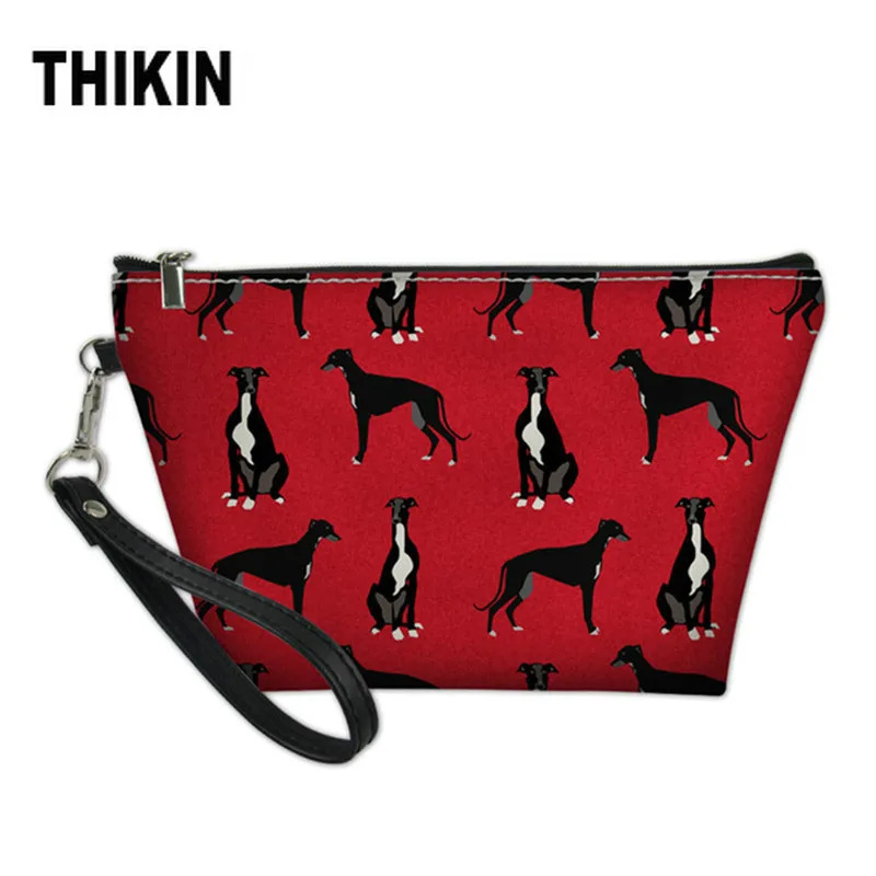 Женская косметичка THIKIN Greyhound с рисунком питомца красная дорожная сумка для