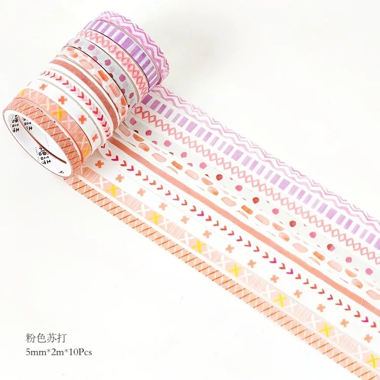2 10 шт./кор., 5 мм, Милая Тонкая лента, Серия васи, набор Клейкой Ленты Kawaii DIY, декоративная клейкая маскирующая лента, стикеры, принадлежности для скрапбукинга - Цвет: 2