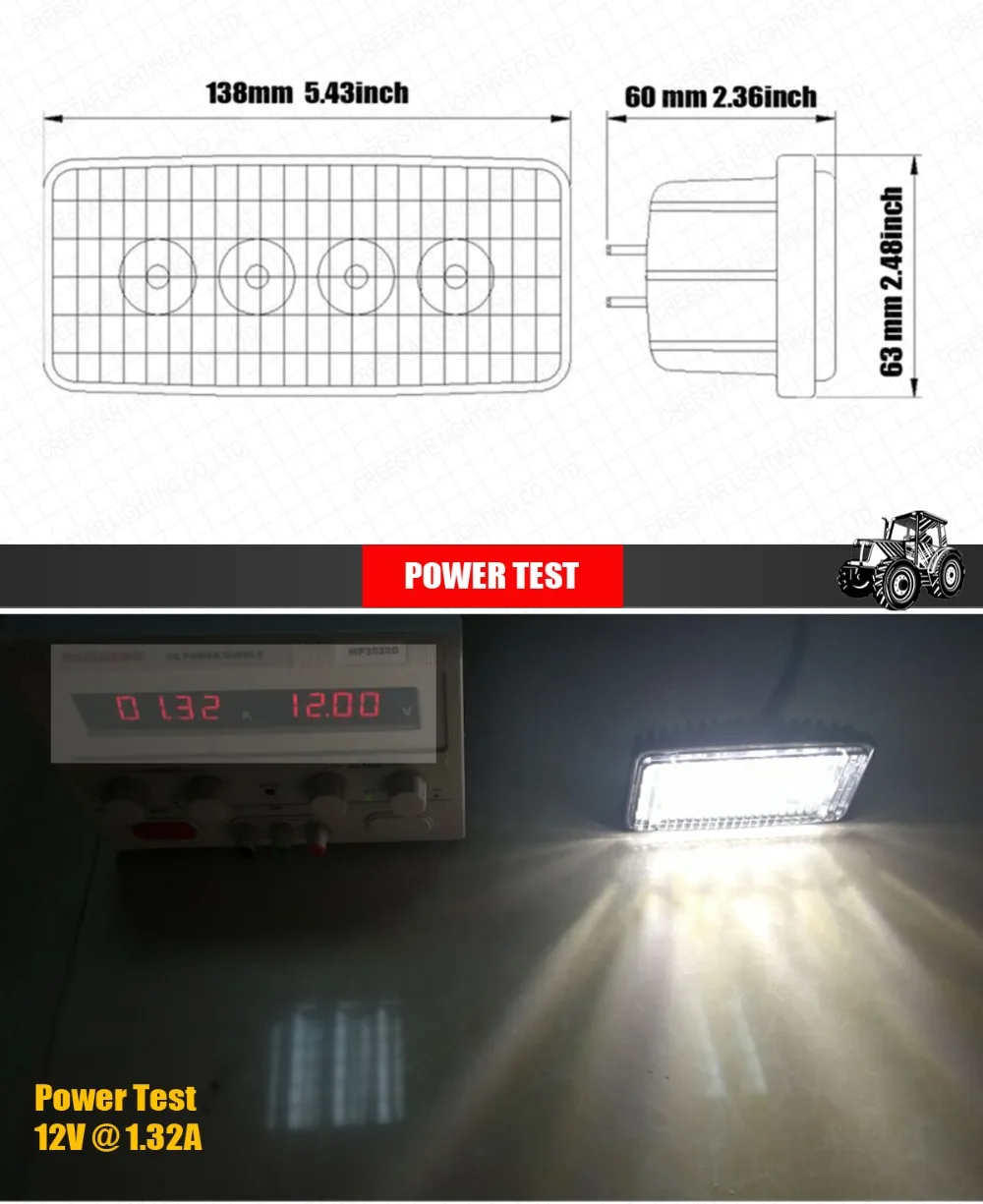 RE306510 RE161288 RE37450 JD 40-8010T светодиодный передний капот или верхний светильник кабины 5," x 2,5" Луч луча 4 светодиодный s Белый объектив x1pc