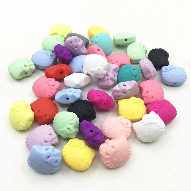 50 шт. силиконовые бусины-прорезыватели с котенком из мультфильма | Мать и ребенок