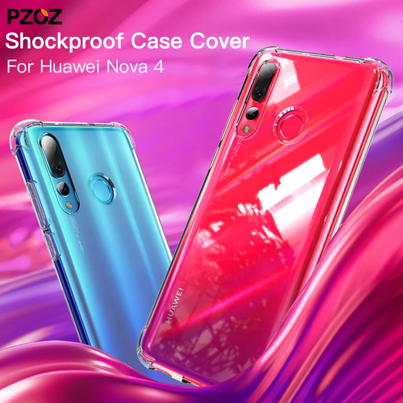 PZOZ Huawei Nova 4 чехол Роскошный силиконовый прозрачный для Nova4 Funda Coque Capa мобильный