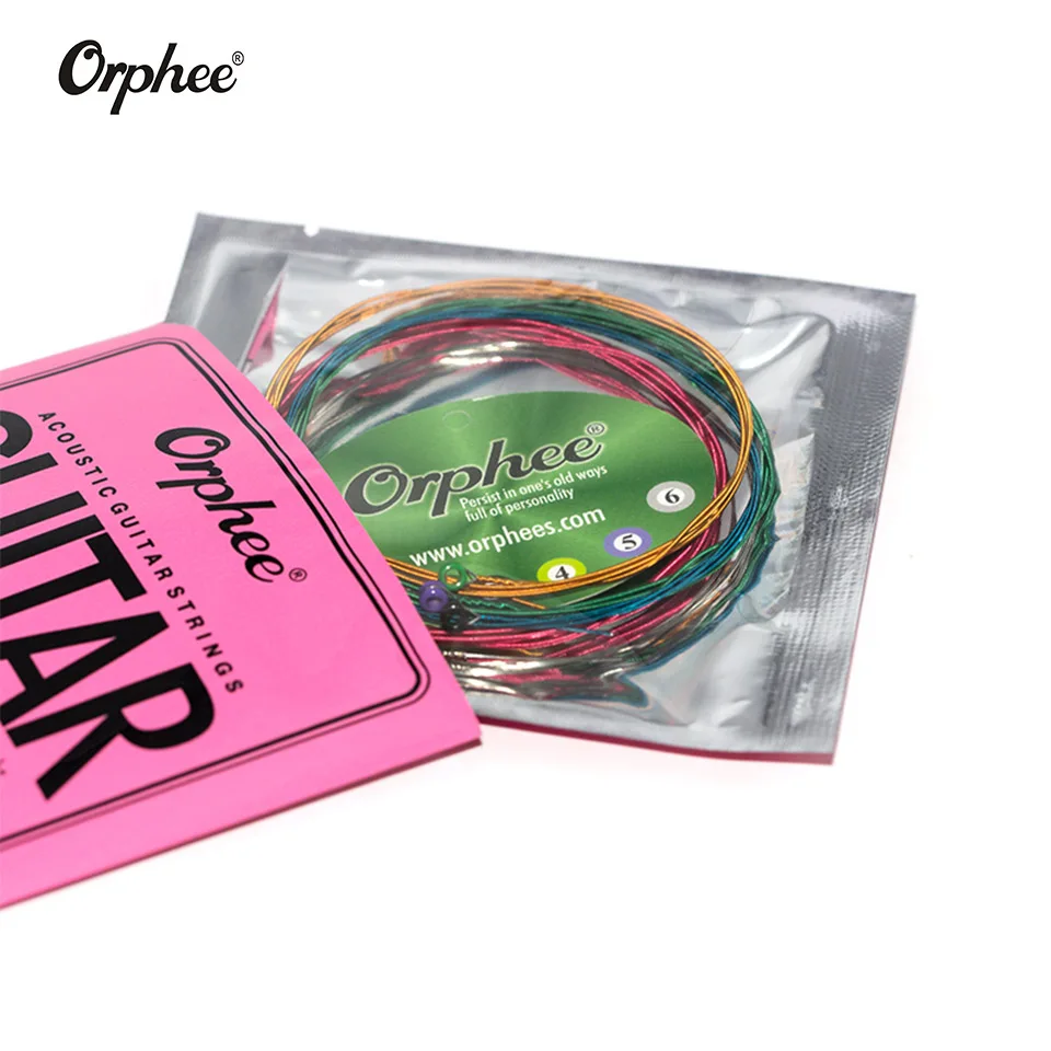 Набор гитарных струн Orphee 6 шт./1 комплект (0 10 .047) радужные Красочные Струны 1 для