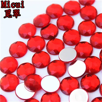 Red Micui 100 шт 10 мм круглые акриловые стразы с фаской, кристаллы и камни, стразы с плоской задней частью, без отверстия для рукоделия одежды MC752 - Цвет: Red