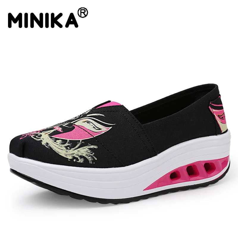 Minika/Повседневная парусиновая обувь на платформе женская плоской подошве