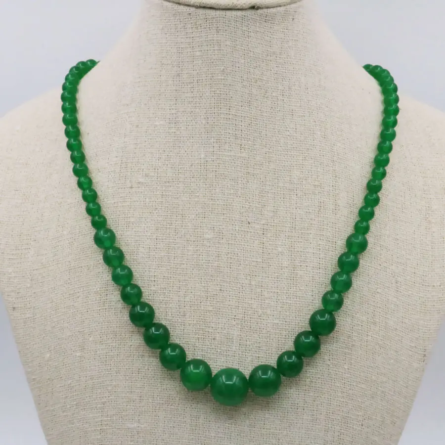 Комплект из колье и серёг с зеленым халцедоном 6 14 мм|earrings set|jewelry partyjewelry set natural stone |