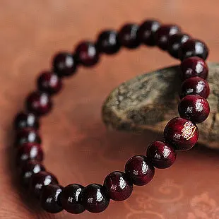 Простой красный/зеленый сандаловое дерево 8 мм резной Будда Dumpy браслет Будды