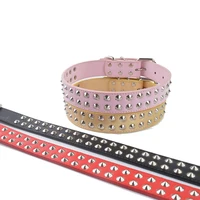 dog collars black red gold pink leather rivet spiked studded accessories adjustable puppy pet dog collar necklace